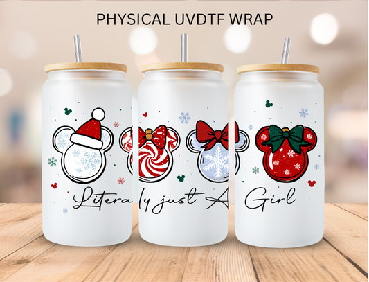 Christmas Just a Girl - 16 oz / 20 oz Libby UV DTF Wrap