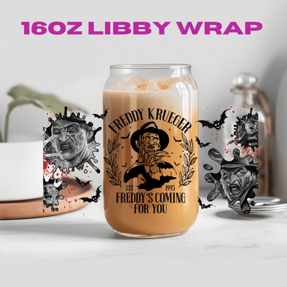 Halloween Horror Guys Collection - 16 oz / 20 oz Libby UV DTF Wrap