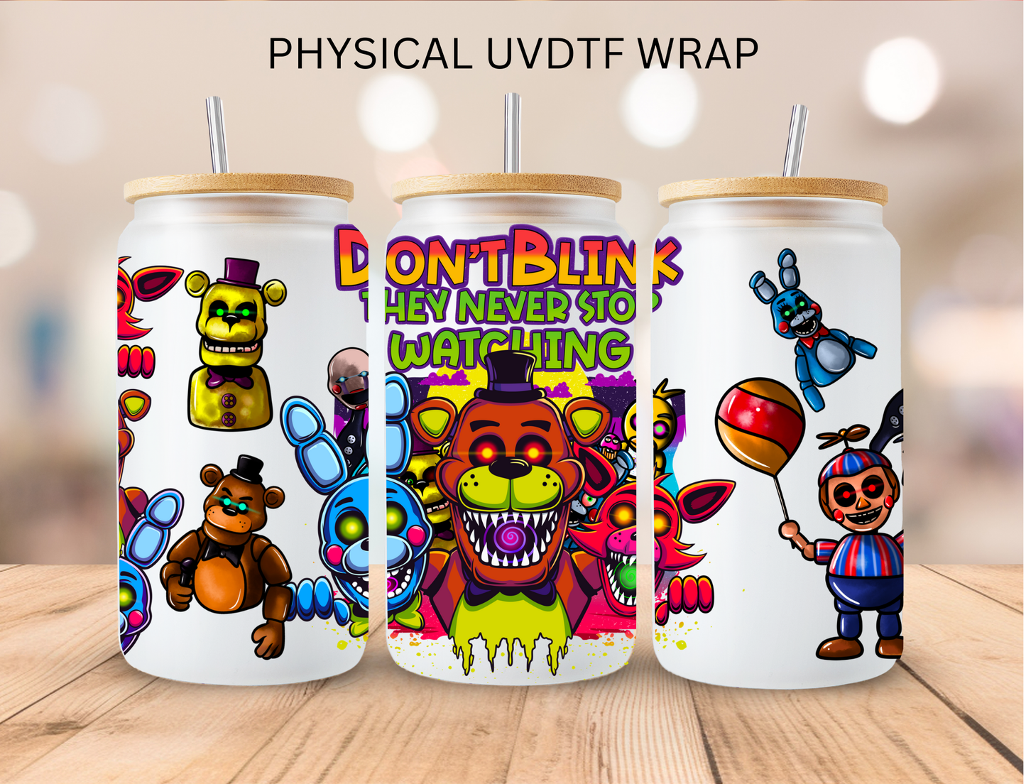 Halloween Don't Blink Animatronic - 16 oz / 20 oz Libby UV DTF Wrap