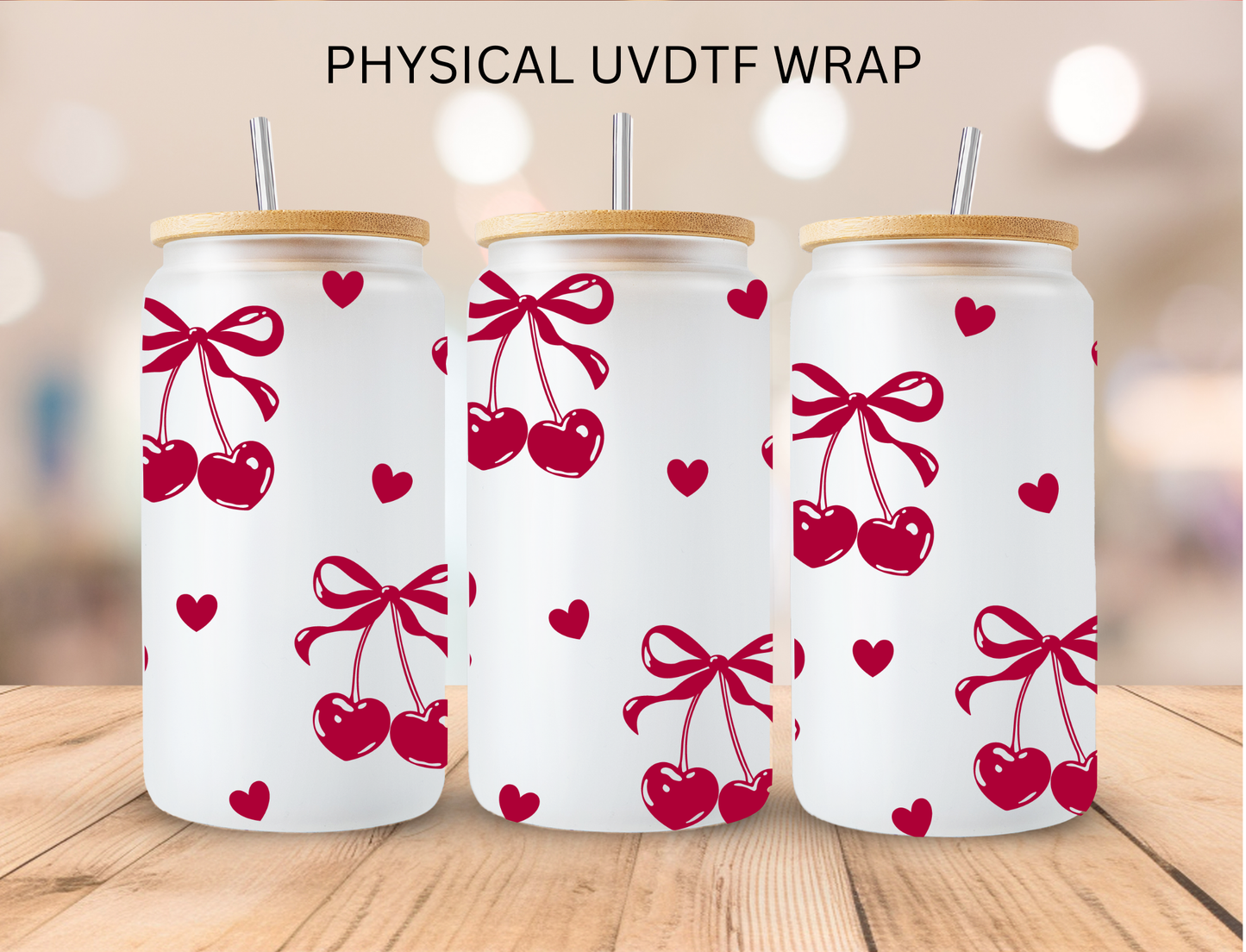 Deep Red Valentines Cherries - 16 oz / 20 oz Libby UV DTF