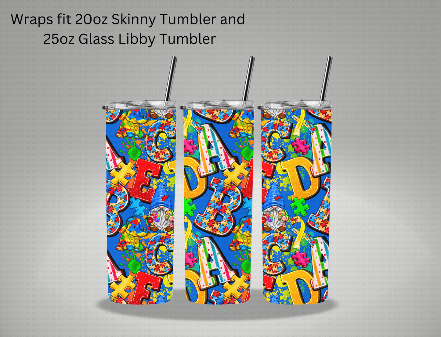 Autism Squad - 20oz Skinny Tumbler / 25 Oz Glass Tumbler Wrap EXCLUSIVE