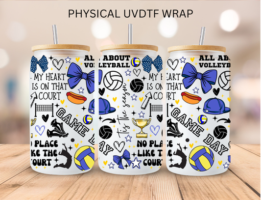 Blue Volleyball Game Day - 16 oz / 20 oz Libby UV DTF Wrap