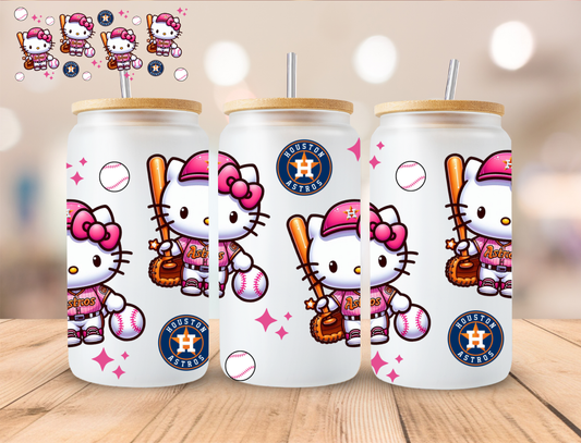 Astros Pink Kitty - 16 oz / 20 oz Libby UV DTF Wrap
