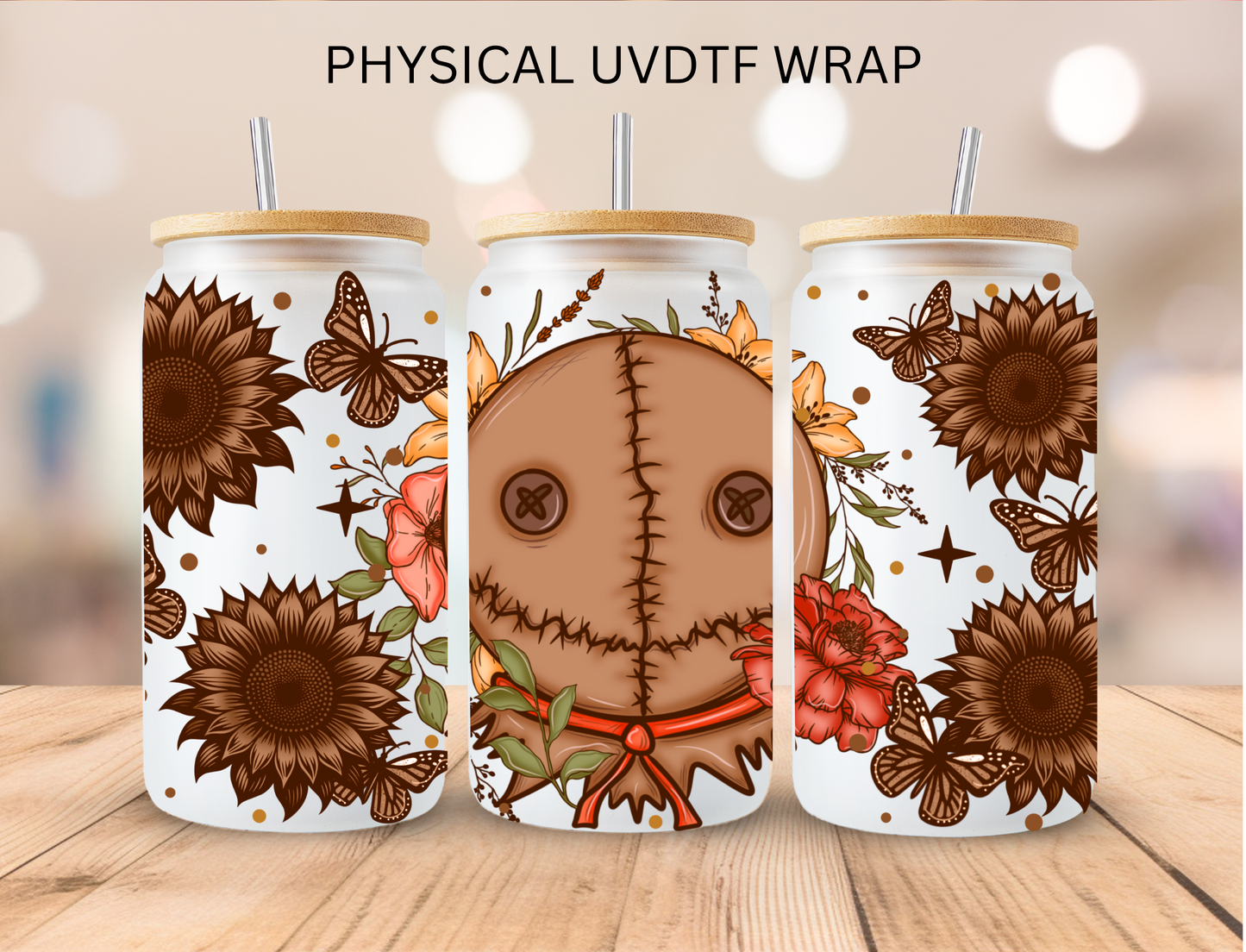 Halloween Sam Floral - 16 oz / 20 oz Libby UV DTF Wrap