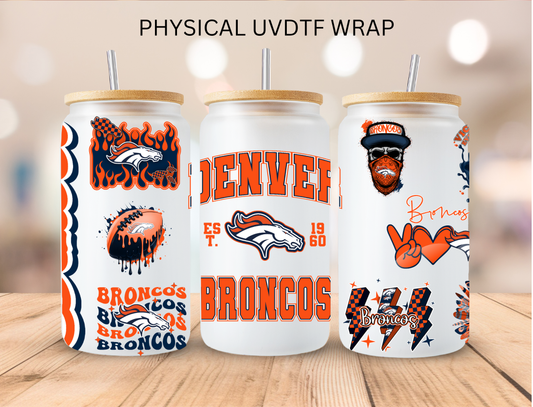 Broncos NFL Team - 16 oz / 20 oz Libby UV DTF Wrap