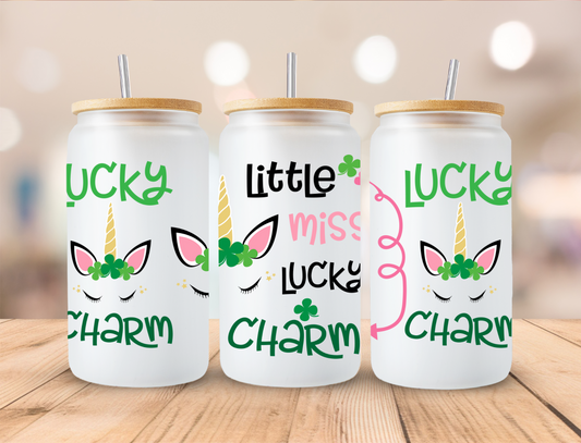 St Patrick's Day Little Miss Lucky Charm - 16 oz / 20 oz Libby UV DTF Wrap