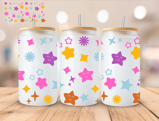 Colorful Stars - 16 oz / 20 oz Libby UV DTF Wrap