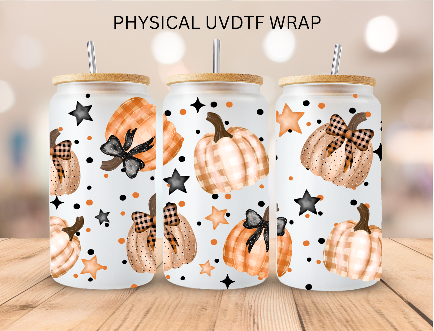 Halloween Flannel Pumpkins - 16 oz / 20 oz Libby UV DTF Wrap