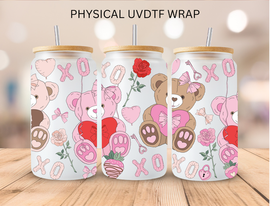 Valentines Teddy Bears - 16 oz / 20 oz Libby UV DTF