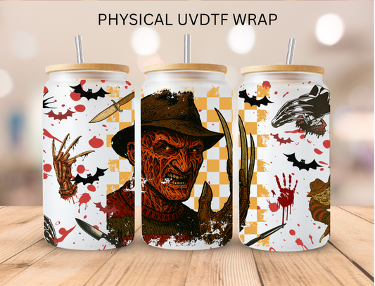 Halloween Checkered Freddy - 16 oz / 20 oz Libby UV DTF Wrap