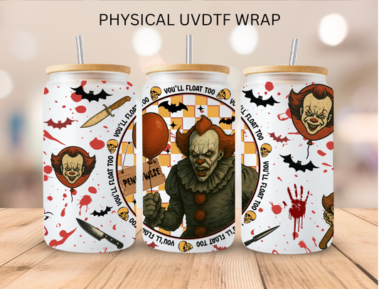Halloween Worded Clown - 16 oz / 20 oz Libby UV DTF Wrap