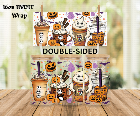 Halloween Horror Jak Coffee - 16 oz Libby UV DTF DOUBLESIDED Wrap RTS