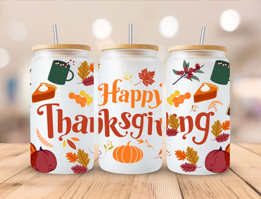 Happy Thanksgiving - 16oz Libby UV DTF Wrap