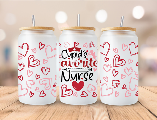 Valentines Cupids Favorite Nurse - 16 oz / 20 oz Libby UV DTF Wrap