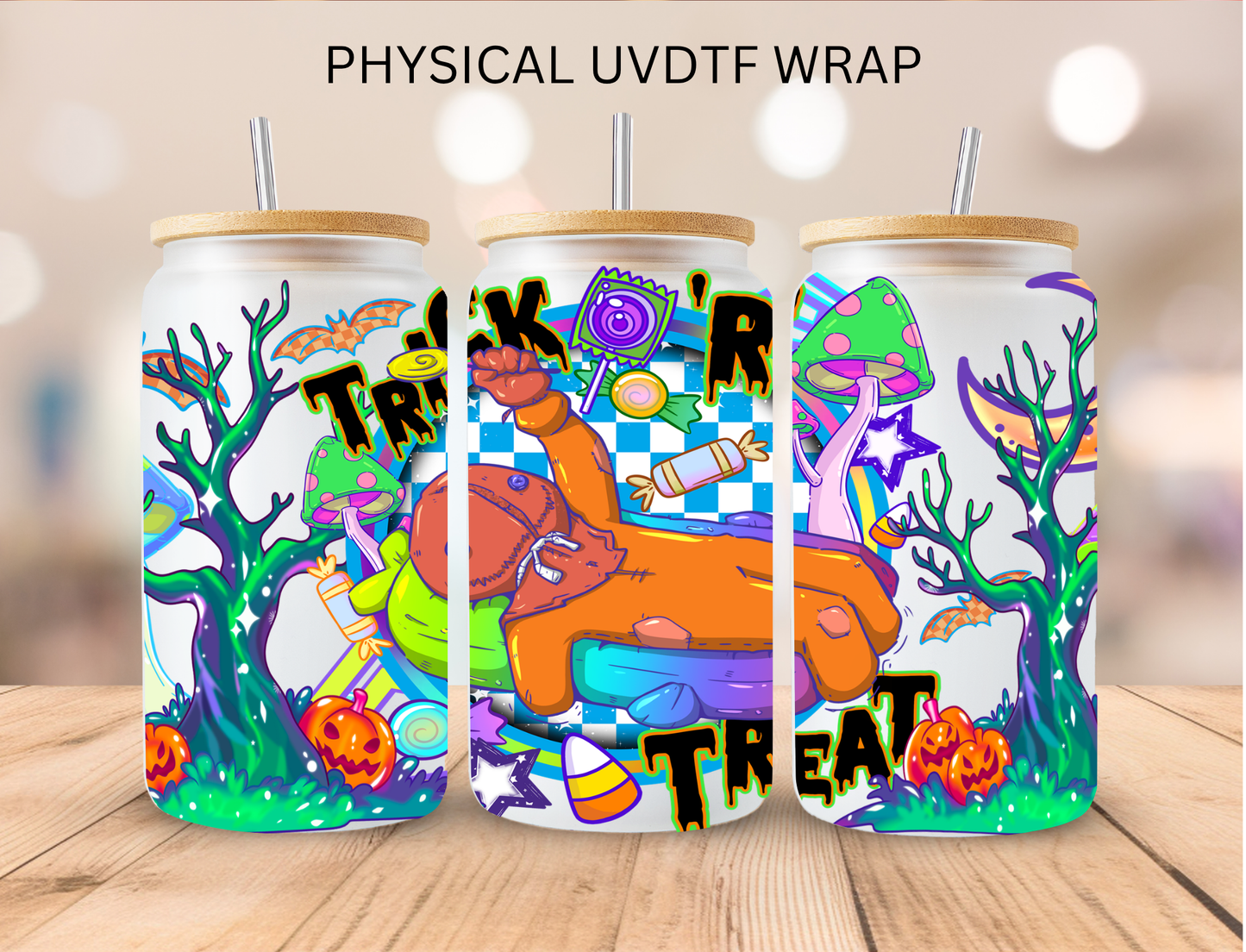 Halloween Sam Trick or Treat Neon - 16 oz / 20 oz Libby UV DTF Wrap