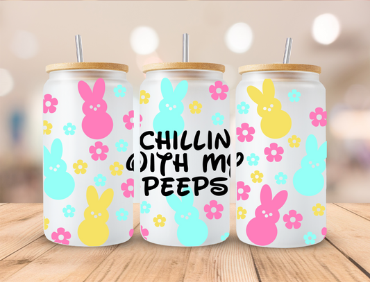 Easter Chillin With My Peeps - 16 oz Libby UV DTF Wrap