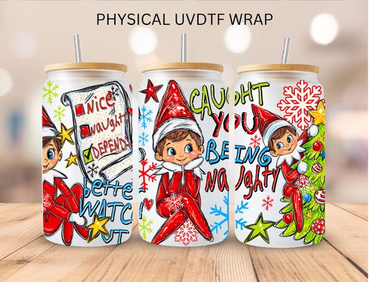 Elf on Shelf - 16 oz / 20 oz Libby UV DTF Wrap