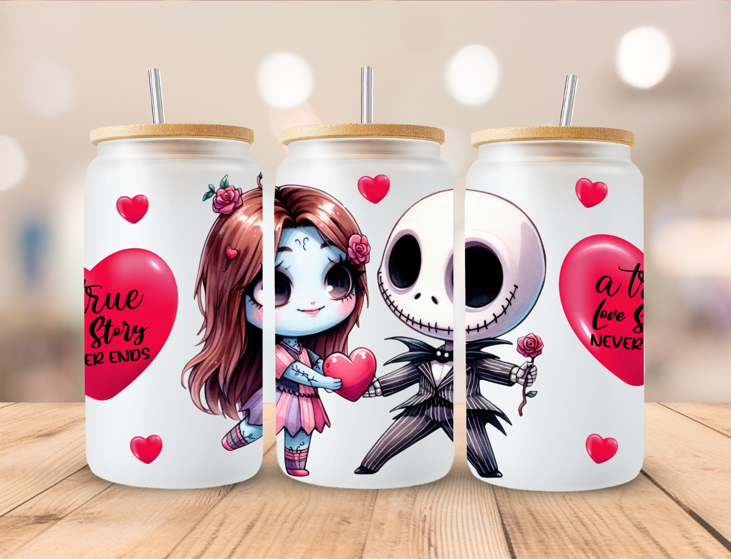 Valentines Skeleton Couple - 16 oz / 20 oz Libby UV DTF Wrap