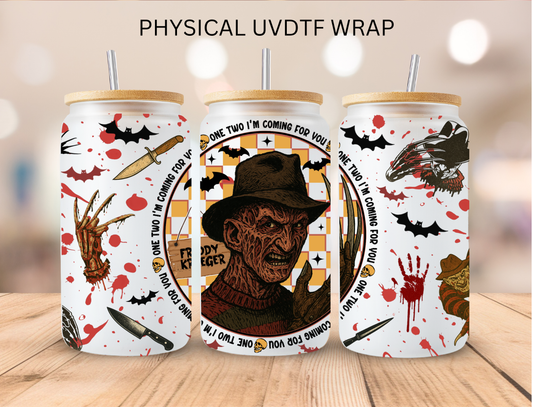 Halloween Worded Freddy - 16 oz / 20 oz Libby UV DTF Wrap