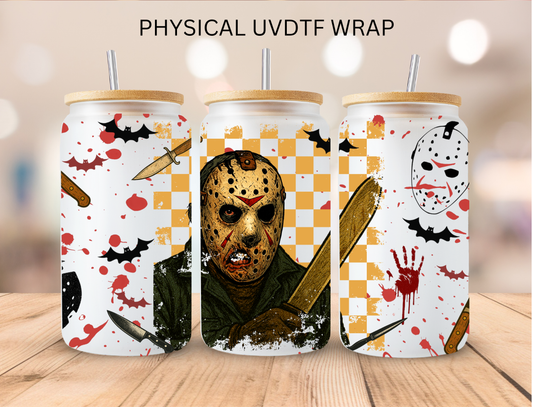 Halloween Checkered Jason - 16 oz / 20 oz Libby UV DTF Wrap