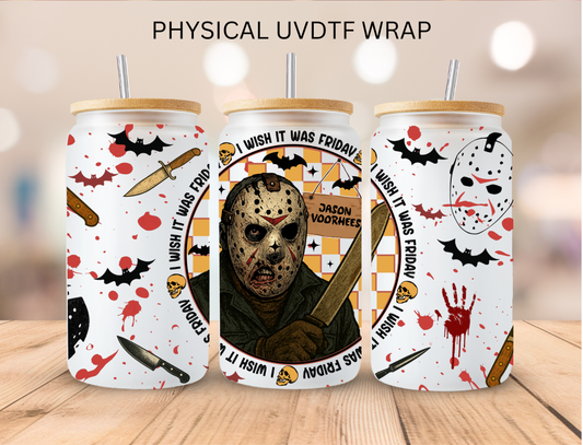 Halloween Worded Jason - 16 oz / 20 oz Libby UV DTF Wrap