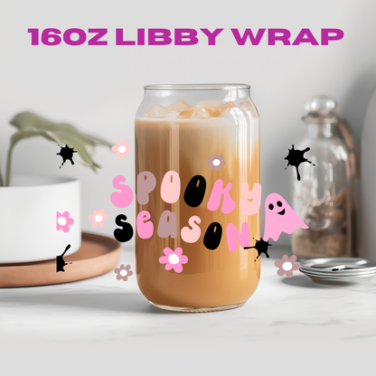 Pink Halloween BOO Collection - 16 oz / 20 oz Libby UV DTF Wrap