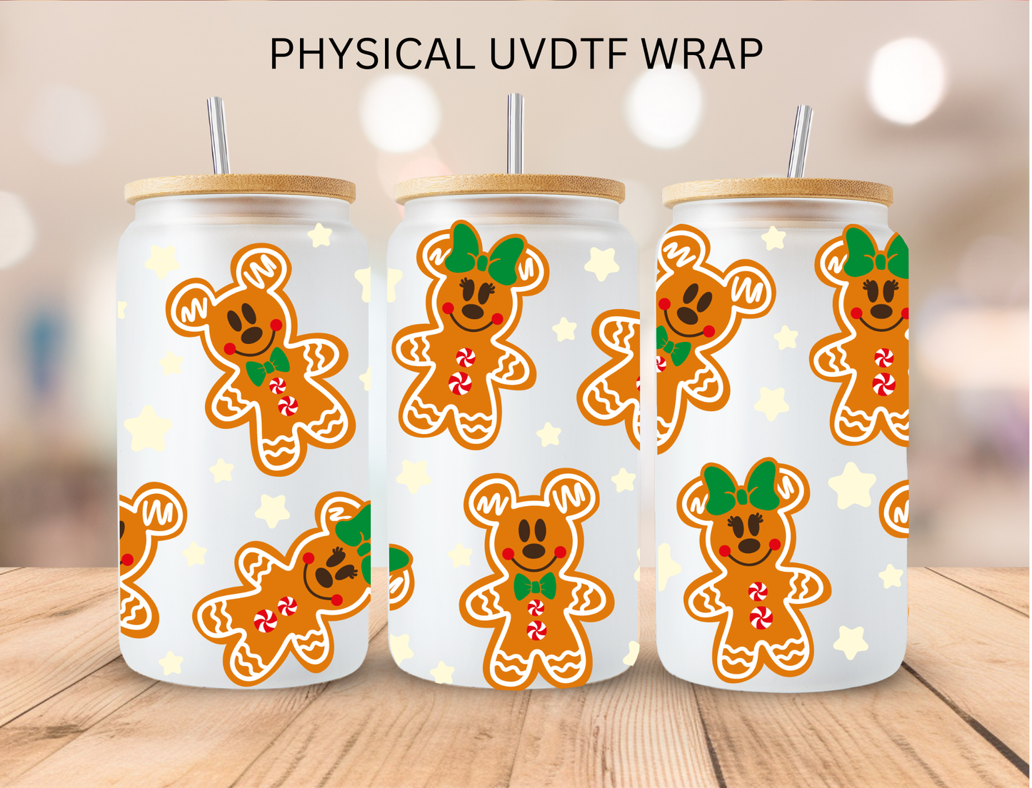 Christmas Gingerbread Mouse Couple - 16 oz / 20 oz Libby UV DTF Wrap