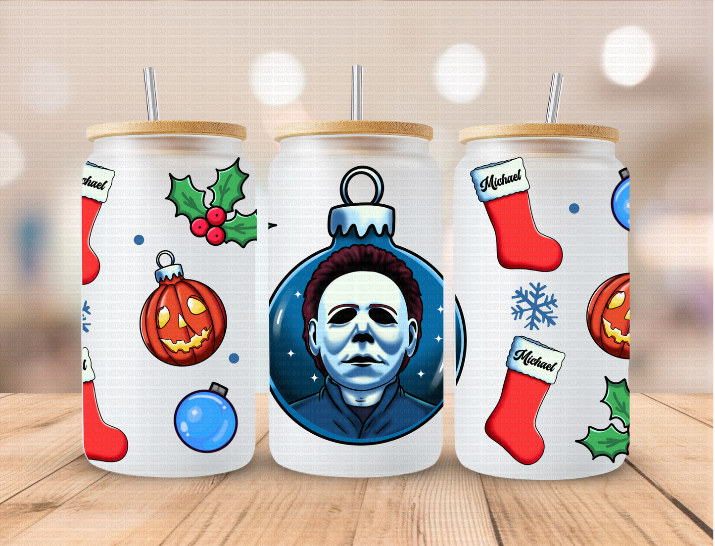 Christmas Horror Ornaments Myers - 16 oz / 20 oz Libby UV DTF Wrap