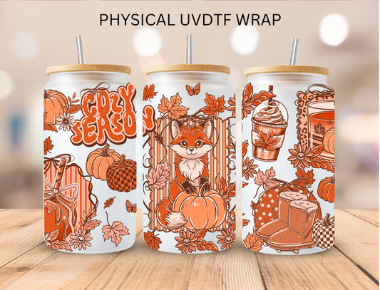 Fall Fox Cozy Season - 16 oz / 20 oz Libby UV DTF Wrap