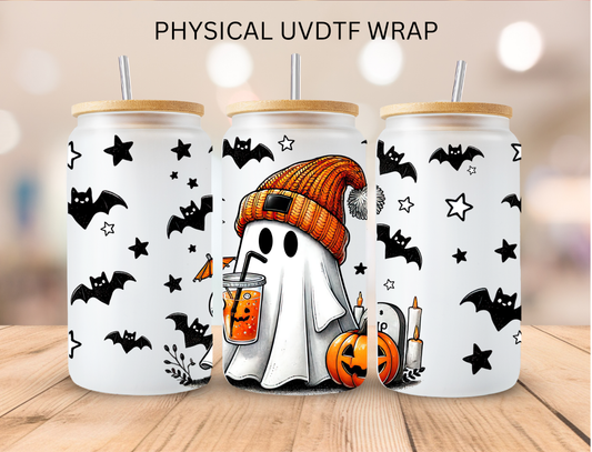 Halloween Ghost Coffee - 16 oz / 20 oz Libby UV DTF Wrap