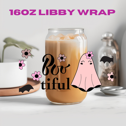 Pink Halloween BOO Collection - 16 oz / 20 oz Libby UV DTF Wrap