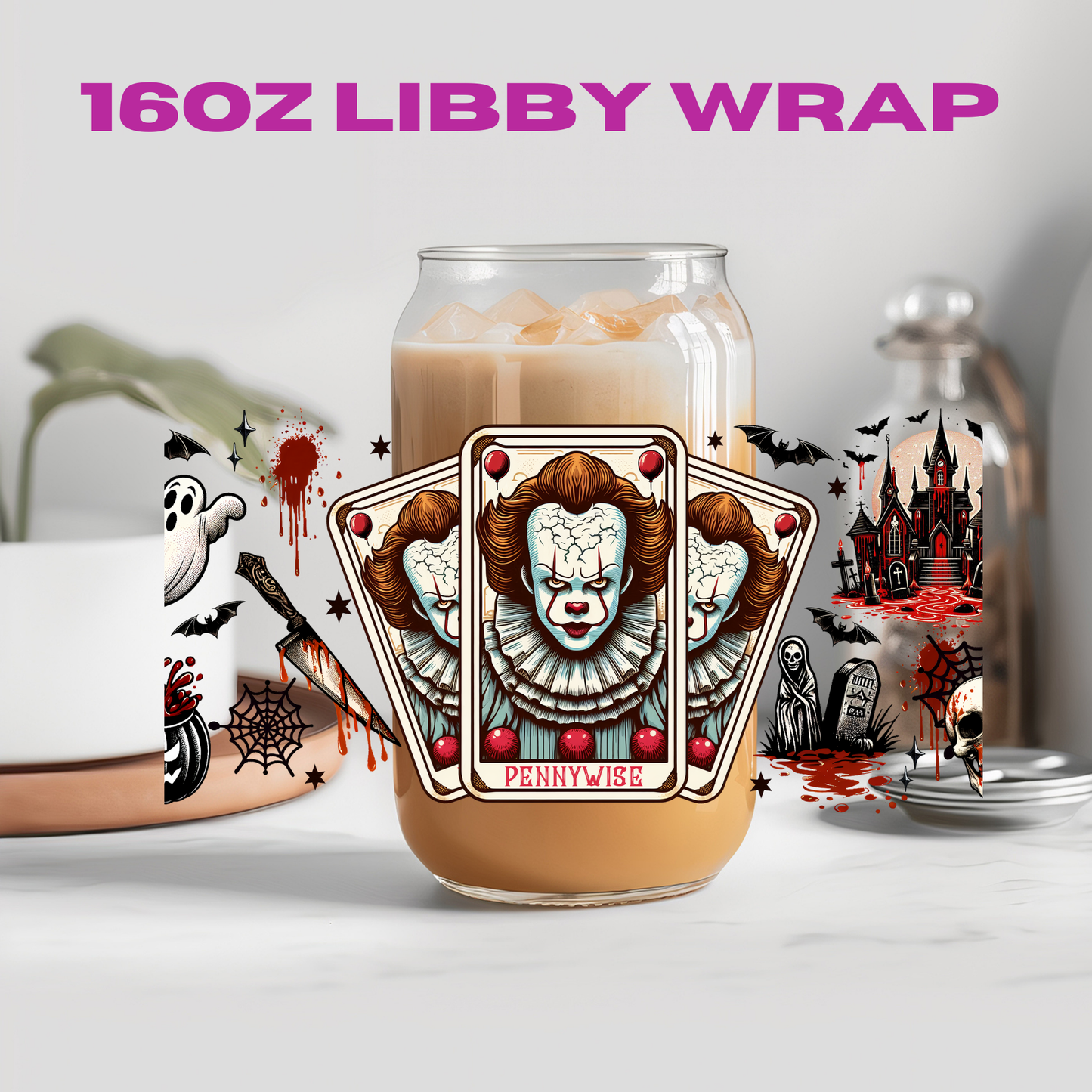 Horror Halloween Tarot Card Collection - 16 oz / 20 oz Libby UV DTF Wrap