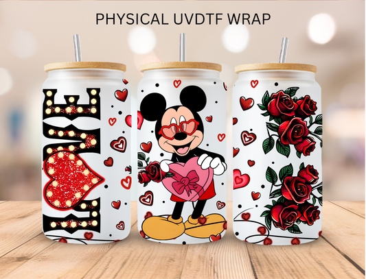 Valentines LOVE Mouse - 16 oz / 20 oz Libby UV DTF Wrap