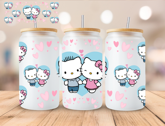 Kitty Couple - 16 oz / 20 oz Libby UV DTF Wrap