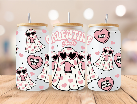 Valentines Pink Galentine Ghouls - 16 oz / 20 oz Libby UV DTF Wrap