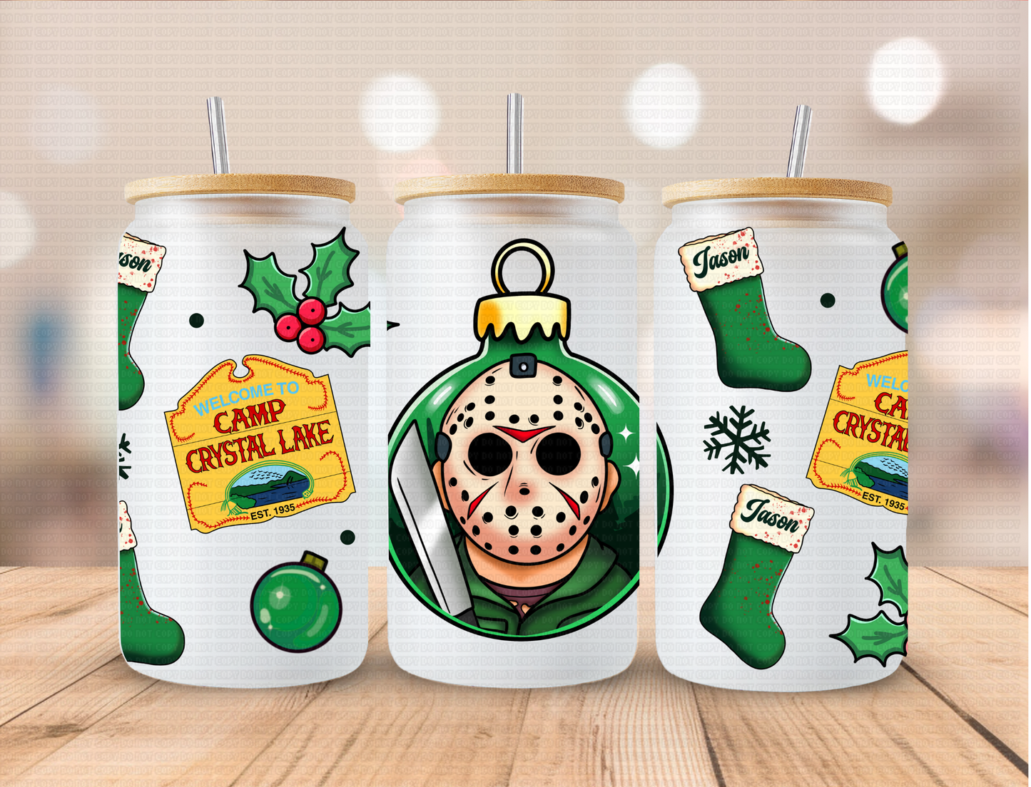 Christmas Horror Ornaments Jason - 16 oz / 20 oz Libby UV DTF Wrap