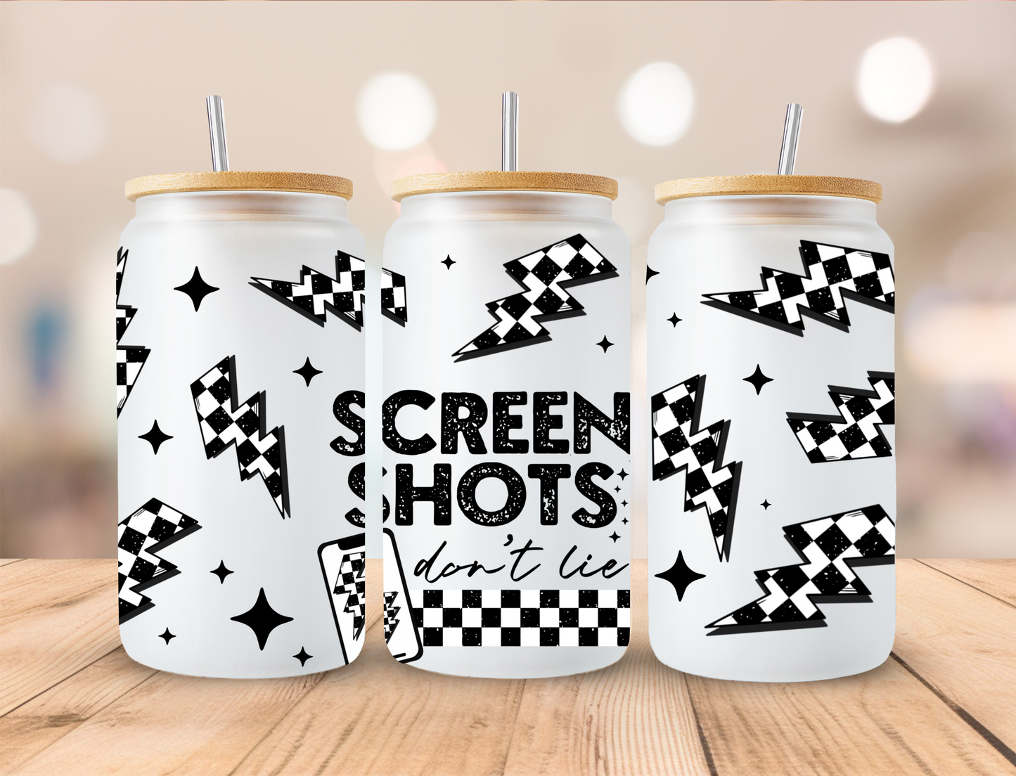 Screenshots Retro Checkered Bolts - 16 oz / 20 oz Libby UV DTF Wrap CERRAS EXCLUSIVE DESIGN