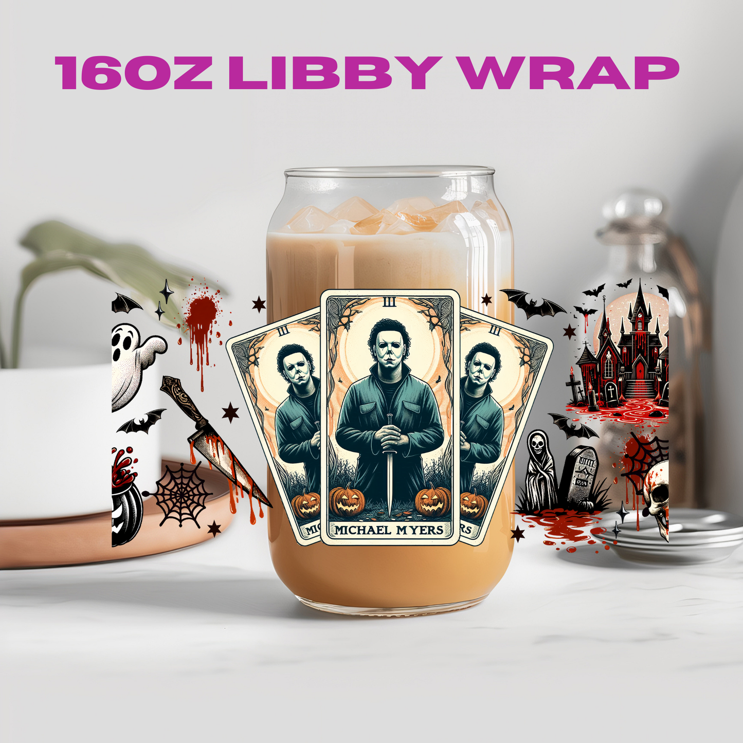 Horror Halloween Tarot Card Collection - 16 oz / 20 oz Libby UV DTF Wrap