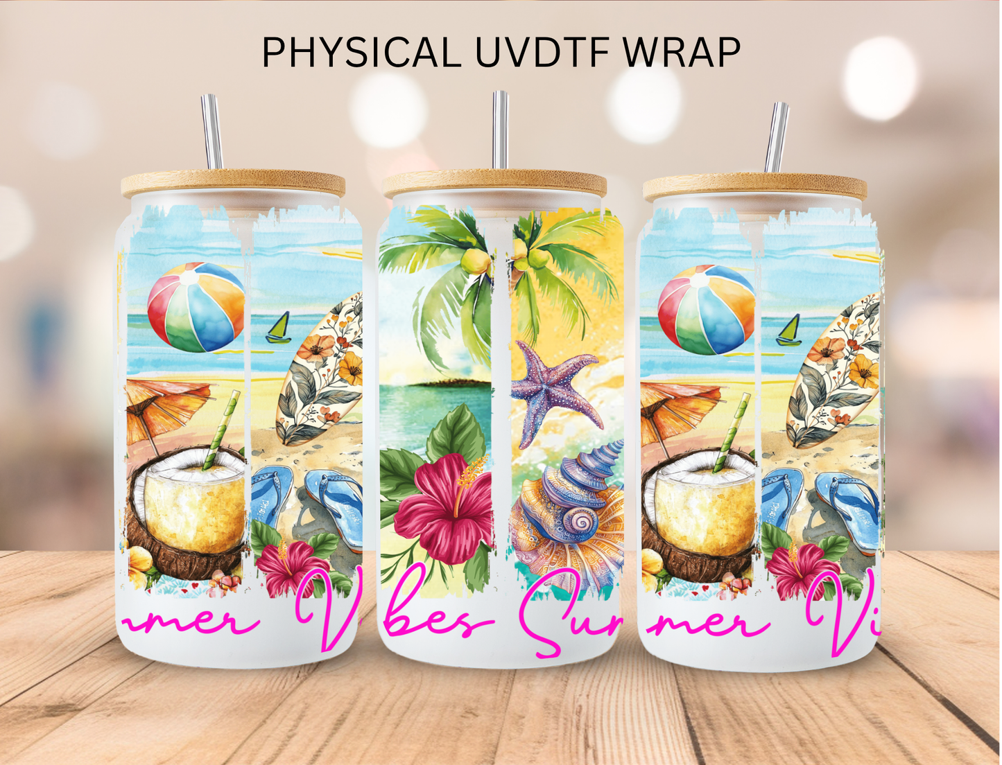 Summer Vibes - 16 oz / 20 oz Libby UV DTF Wrap