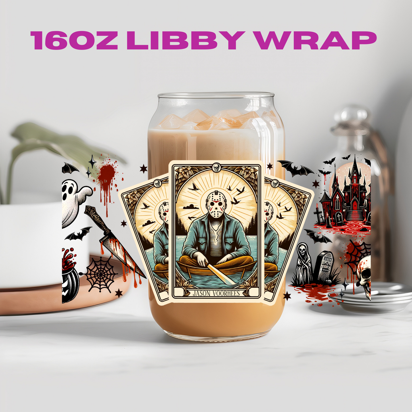 Horror Halloween Tarot Card Collection - 16 oz / 20 oz Libby UV DTF Wrap