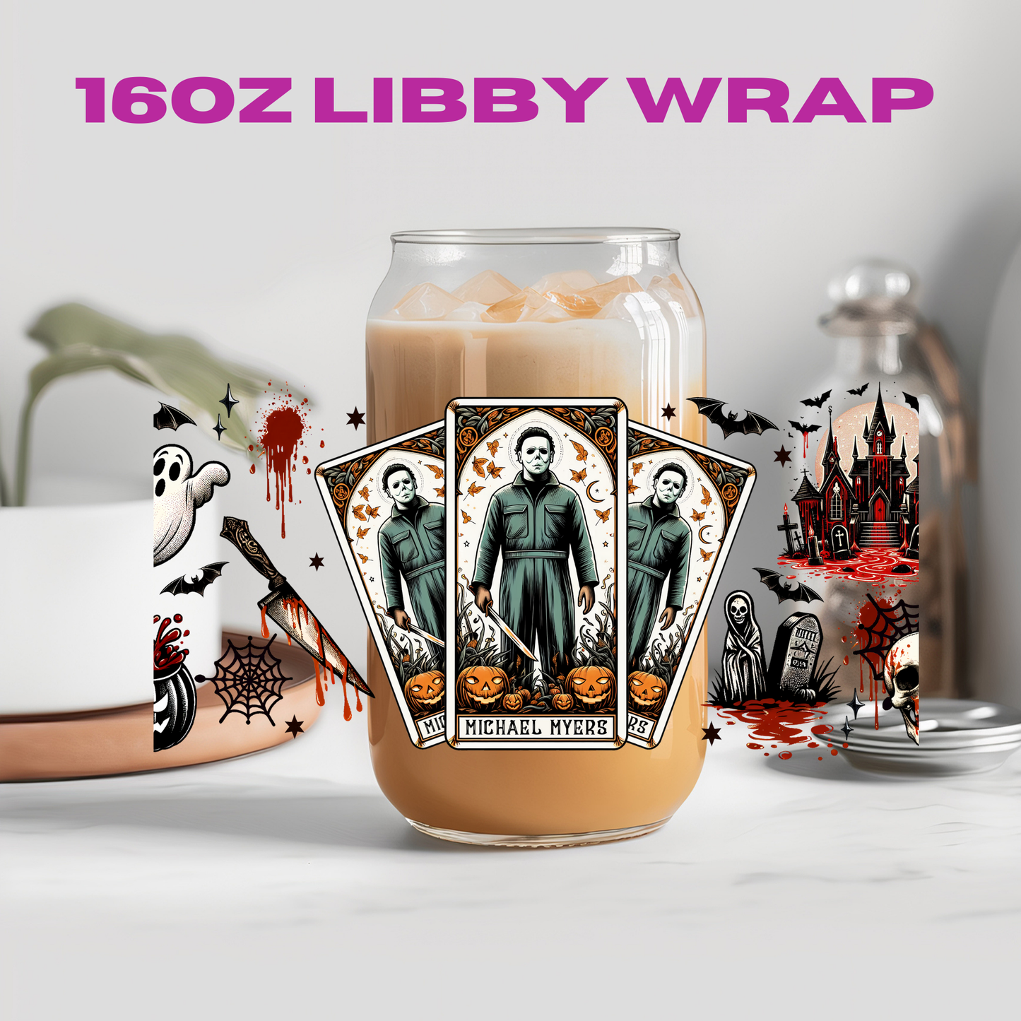 Horror Halloween Tarot Card Collection - 16 oz / 20 oz Libby UV DTF Wrap