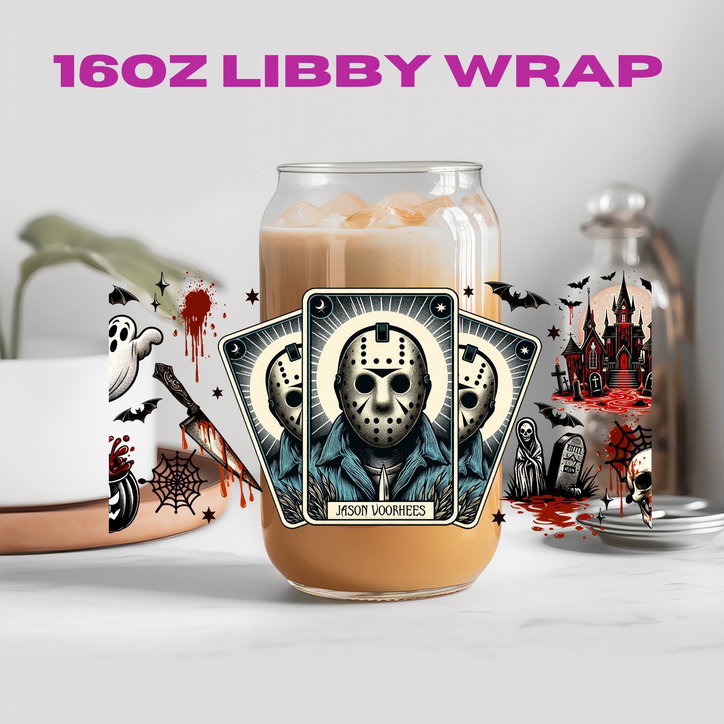 Horror Halloween Tarot Card Collection - 16 oz / 20 oz Libby UV DTF Wrap