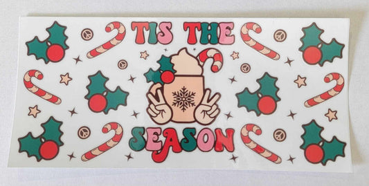 Christmas Tis The Season - 16 oz Libby UV DTF Wrap RTS