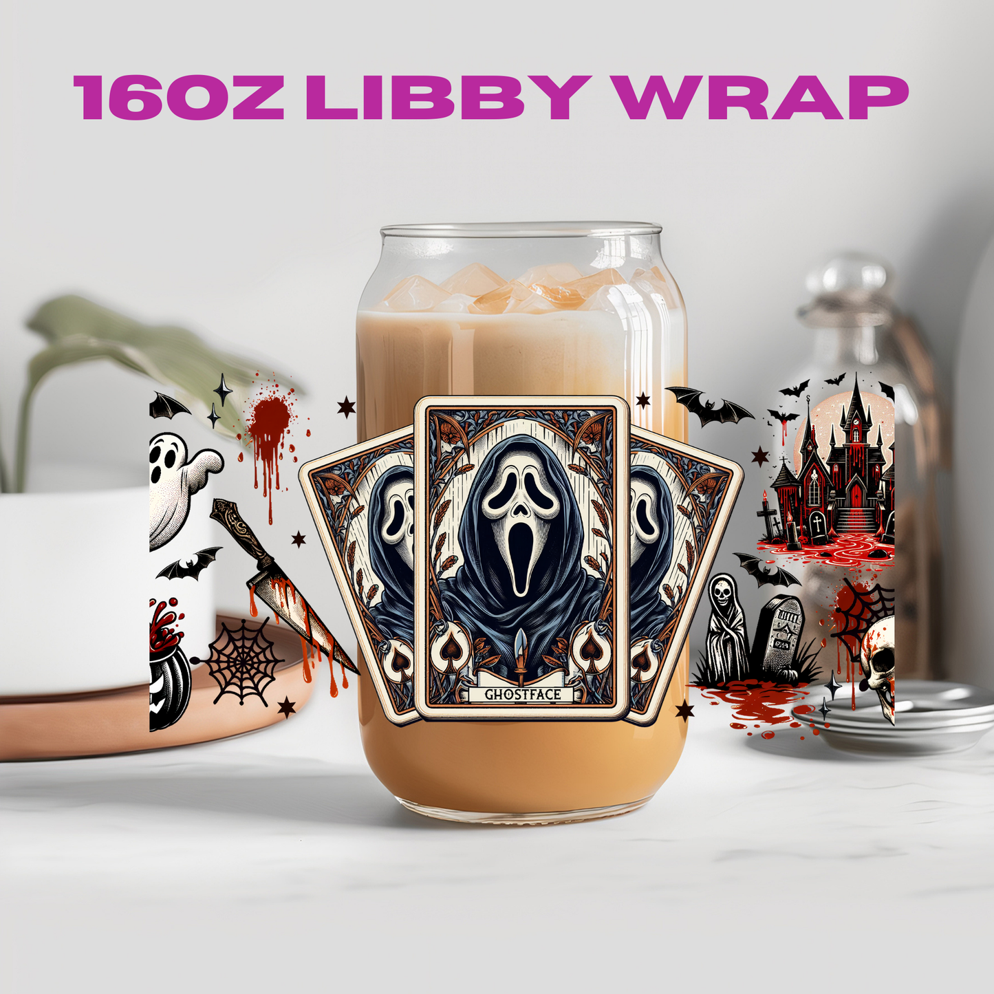 Horror Halloween Tarot Card Collection - 16 oz / 20 oz Libby UV DTF Wrap