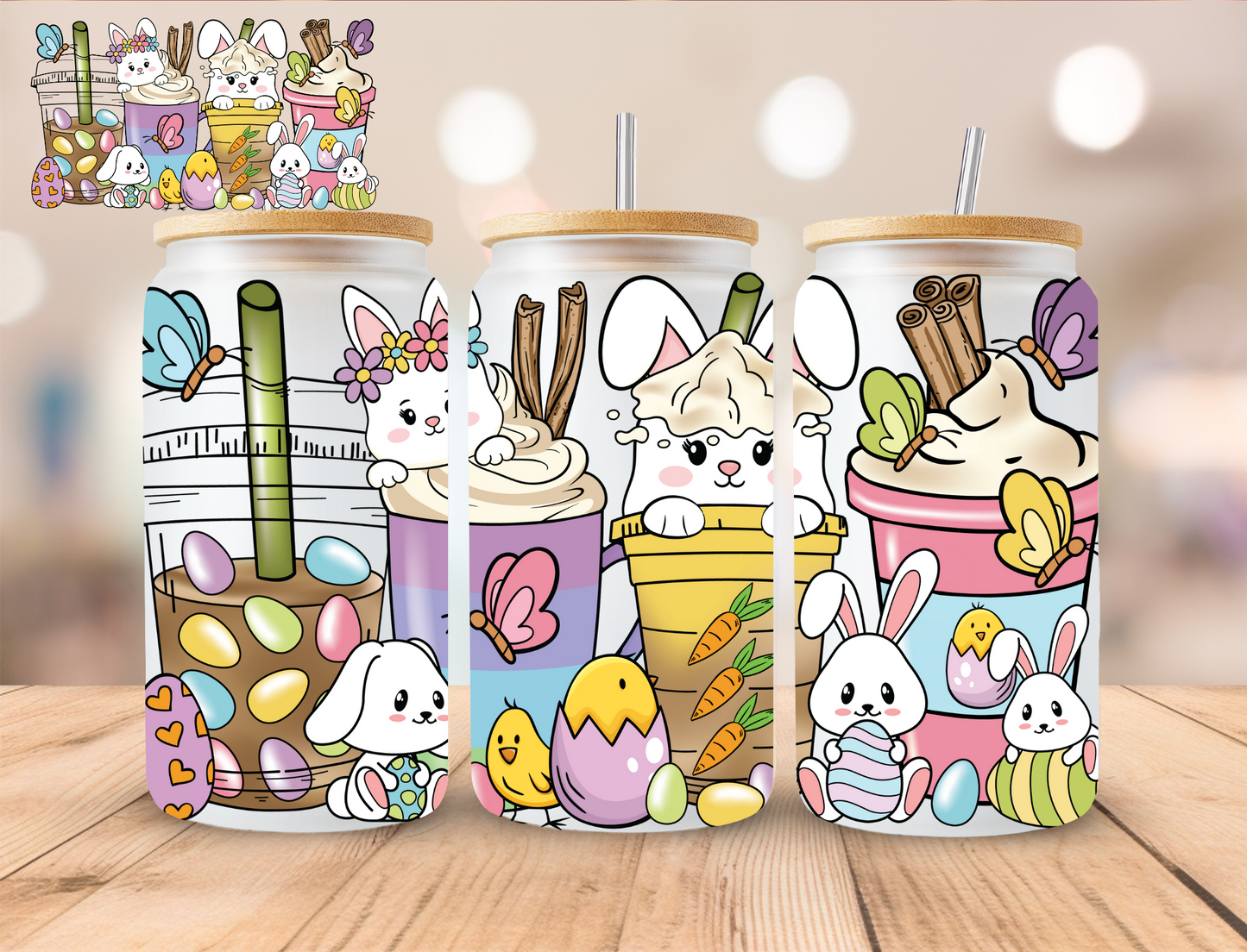 Easter Coffee's - 16 oz / 20 oz Libby UV DTF Wrap