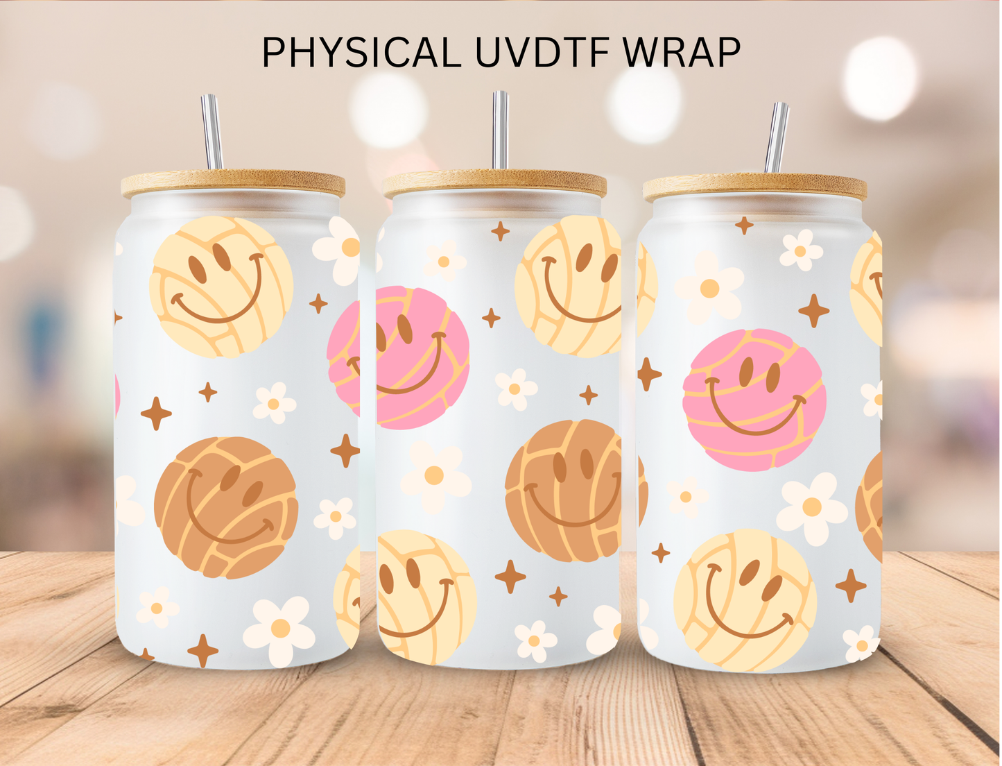 Happy Face Conchas - 16 oz / 20 oz Libby UV DTF