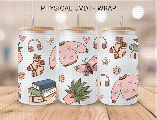 Floral Bookish Aesthetic - 16 oz / 20 oz Libby UV DTF Wrap