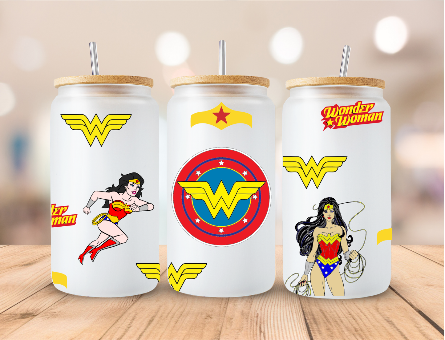 Wonder Hero Woman - 16 oz / 20 oz Libby UV DTF Wrap