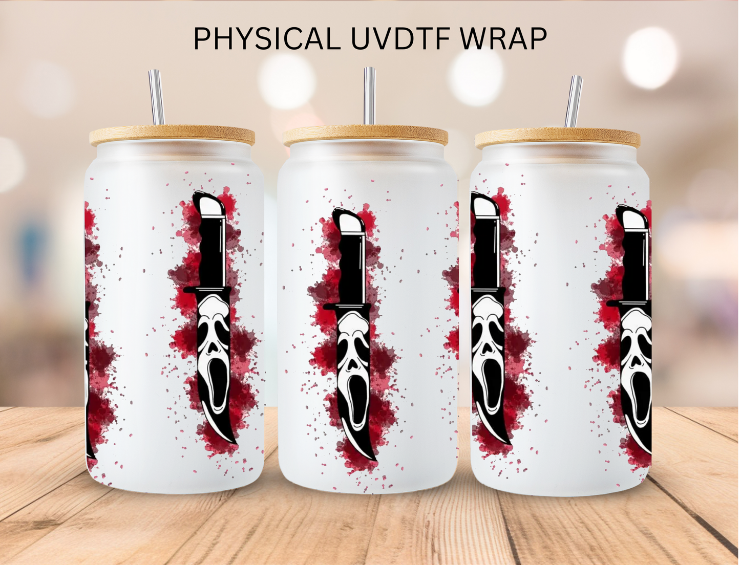 Halloween Ghost Knives - 16 oz / 20 oz Libby UV DTF Wrap