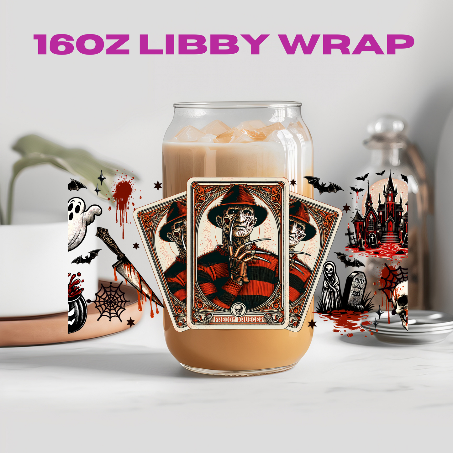 Horror Halloween Tarot Card Collection - 16 oz / 20 oz Libby UV DTF Wrap